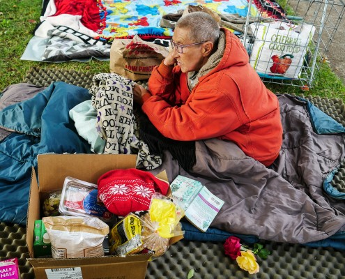 homeless woman