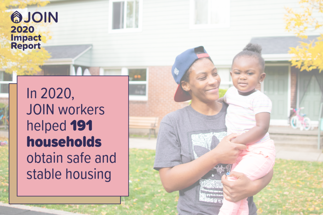 In 2020, JOIN workers helped 191 households obtain safe and stable housing